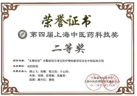 2013年 上海市中医药科技奖 排名第二